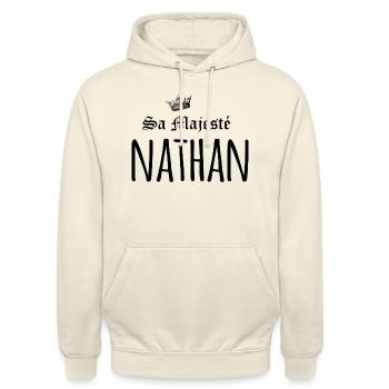 Sa majesté Nathan - Sweat-shirt à capuche unisexe - vanille - Devant - Alina (178cm) & Michal (187cm)