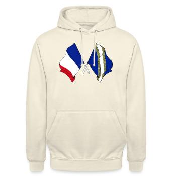 Drapeau de la France Ardenne croisée - Sweat-shirt à capuche unisexe - vanille - Devant - Alina (178cm) & Michal (187cm)