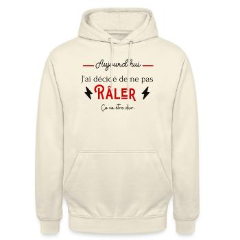 Aujourd'hui j'ai décidé de ne pas râler humour - Sweat-shirt à capuche unisexe - vanille - Devant - Alina (178cm) & Michal (187cm)