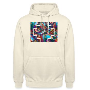 Geometrische Farbe - Unisex Hoodie - Vanille-Milchshake - Vorne - Alina (178cm) & Michal (187cm)