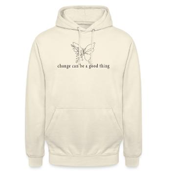 Butterfly Change - Unisex Hoodie - Vanille-Milchshake - Vorne - Alina (178cm) & Michal (187cm)