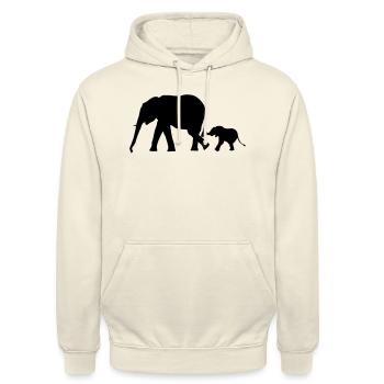 Elephants - elephant mother and child - Unisex Hoodie - vanilla - Front - Alina (178cm) & Michal (187cm)