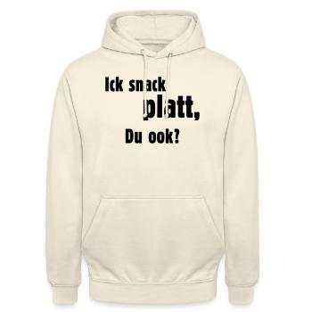 Ick Snack Platt, Du Ook? (Plattdeutsch / Platt) - Unisex Hoodie - Vanille-Milchshake - Vorne - Alina (178cm) & Michal (187cm)