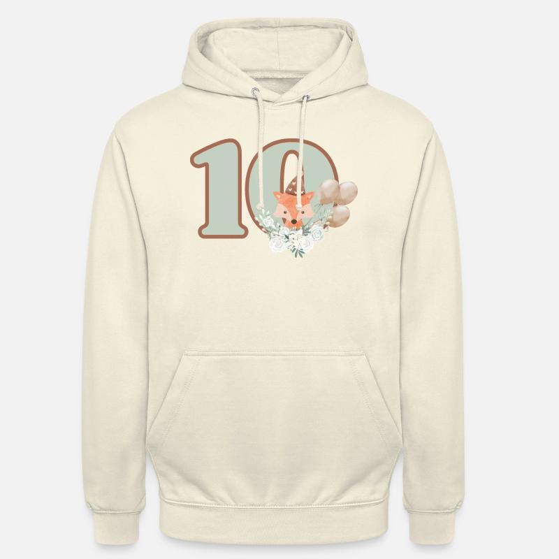 10e anniversaire renard fleurs - Sweat-shirt à capuche unisexe - vanille
