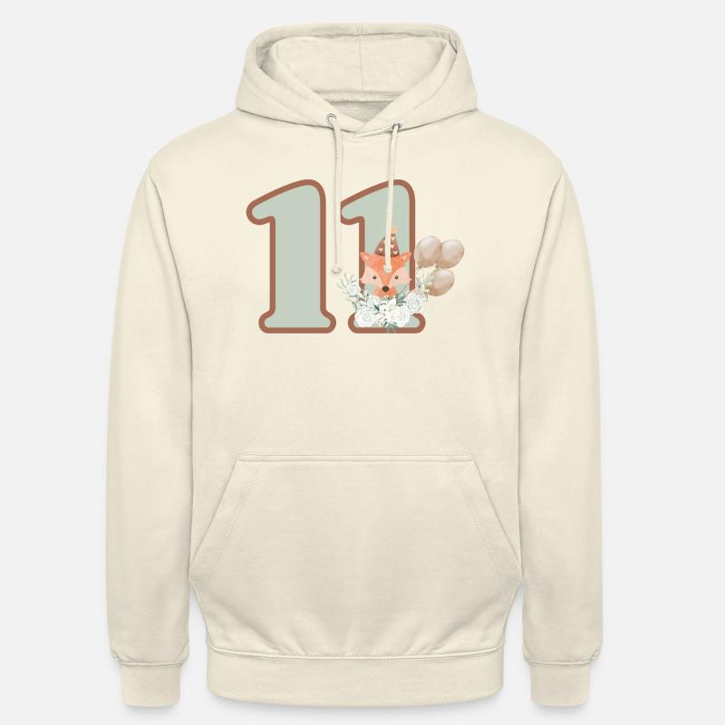 11e anniversaire renard fleurs - Sweat-shirt à capuche unisexe - vanille