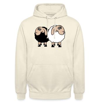 2 Sheep Look Skeptical Offended Friends Team - Unisex Hoodie - vanilla - Front - Alina (178cm) & Michal (187cm)