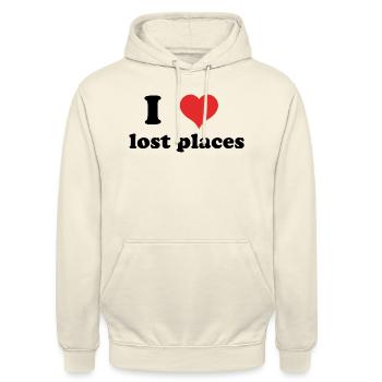 J’adore Lost Places - Sweat-shirt à capuche unisexe - vanille - Devant - Alina (178cm) & Michal (187cm)