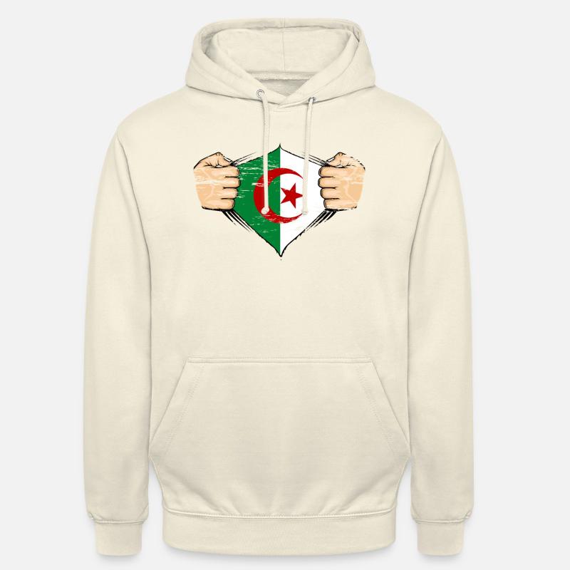 Drapeau de l’Algérie utilisé - Sweat-shirt à capuche unisexe - vanille