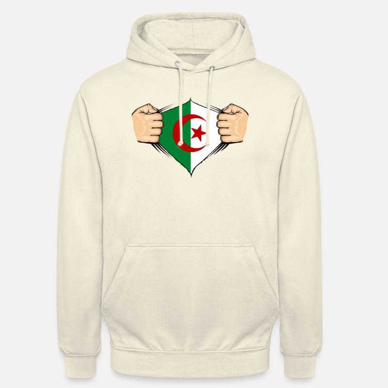 Conception du drapeau de l’Algérie - Sweat-shirt à capuche unisexe - vanille