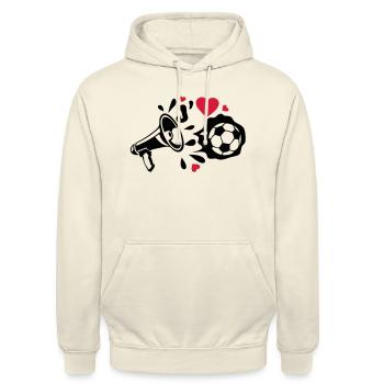 megaphone foot love aime ballon - Sweat-shirt à capuche unisexe - vanille - Devant - Alina (178cm) & Michal (187cm)