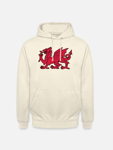 welsh red dragon wales cymru - Unisex Hoodie - vanilla