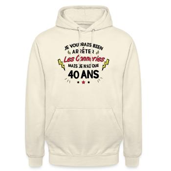 Anniversaire 40 ans - Sweat-shirt à capuche unisexe - vanille - Devant - Alina (178cm) & Michal (187cm)