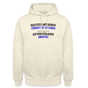 Auf dem Schlauch stehen lustiger Spruch Geschenk - Unisex Hoodie - Vanille-Milchshake - Vorne - Alina (178cm) & Michal (187cm)