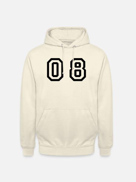 number - 08 - zero eight - Unisex Hoodie - vanilla