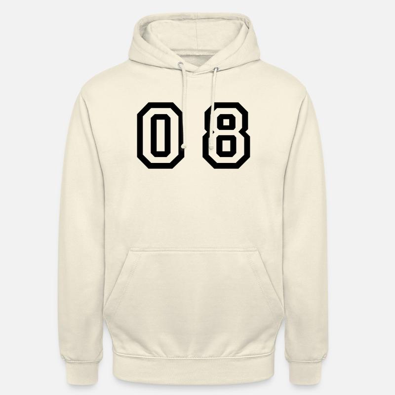 nombre - 08 - zéro huit - Sweat-shirt à capuche unisexe - vanille