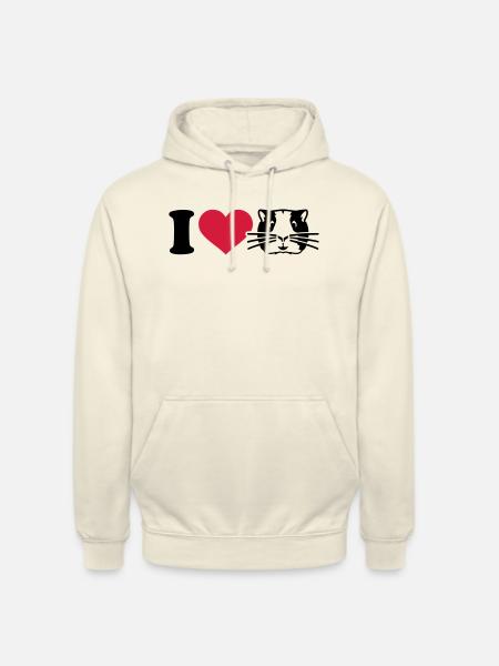 I love Cochon d'Inde - Sweat-shirt à capuche unisexe - vanille