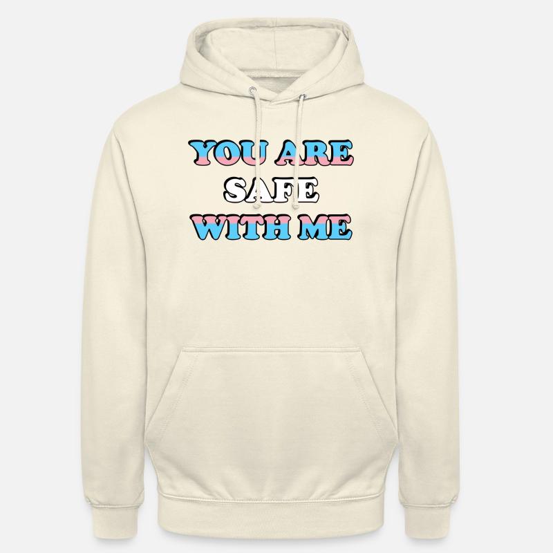 Olet turvassa kanssani Trans-lippu - Unisex-huppari - vaniljapirtelö