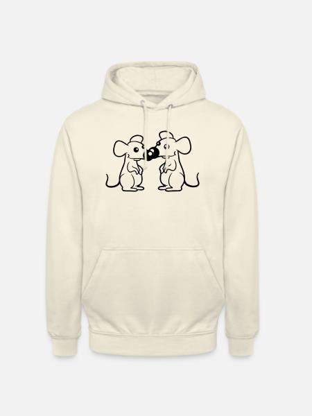 2 mus Forelsket valentinsdag neser rørende - Unisex-hettegenser - vanilje-milkshake