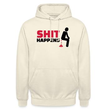 Shit happens - Unisex Hoodie - Vanille-Milchshake - Vorne - Alina (178cm) & Michal (187cm)