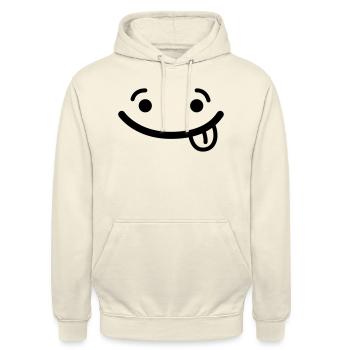 Smile Gesicht Zunge Witzig Lustig Grimasse - Unisex Hoodie - Vanille-Milchshake - Vorne - Alina (178cm) & Michal (187cm)