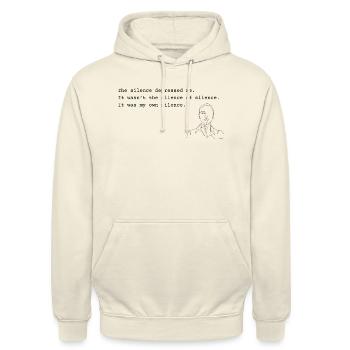 Sylvia Plath - Silence - Unisex Hoodie - vanilla - Front - Alina (178cm) & Michal (187cm)