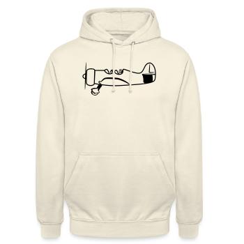 Flugzeug fliegen propeller oldtimer - Unisex Hoodie - Vanille-Milchshake - Vorne - Alina (178cm) & Michal (187cm)