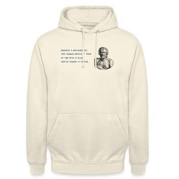 Religion par Sénèque - Sweat-shirt à capuche unisexe - vanille - Devant - Alina (178cm) & Michal (187cm)