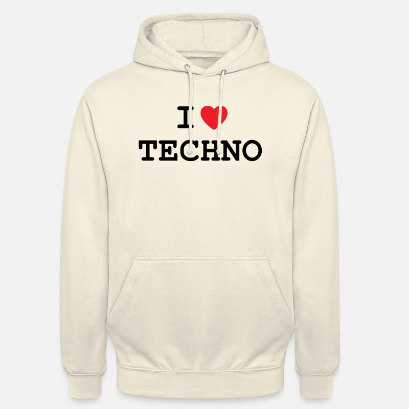J’adore la techno - Sweat-shirt à capuche unisexe - vanille