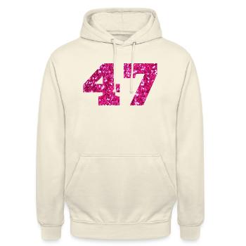 Number 47 Pink Glitter - 47th Anniversary - Unisex Hoodie - vanilla - Front - Alina (178cm) & Michal (187cm)
