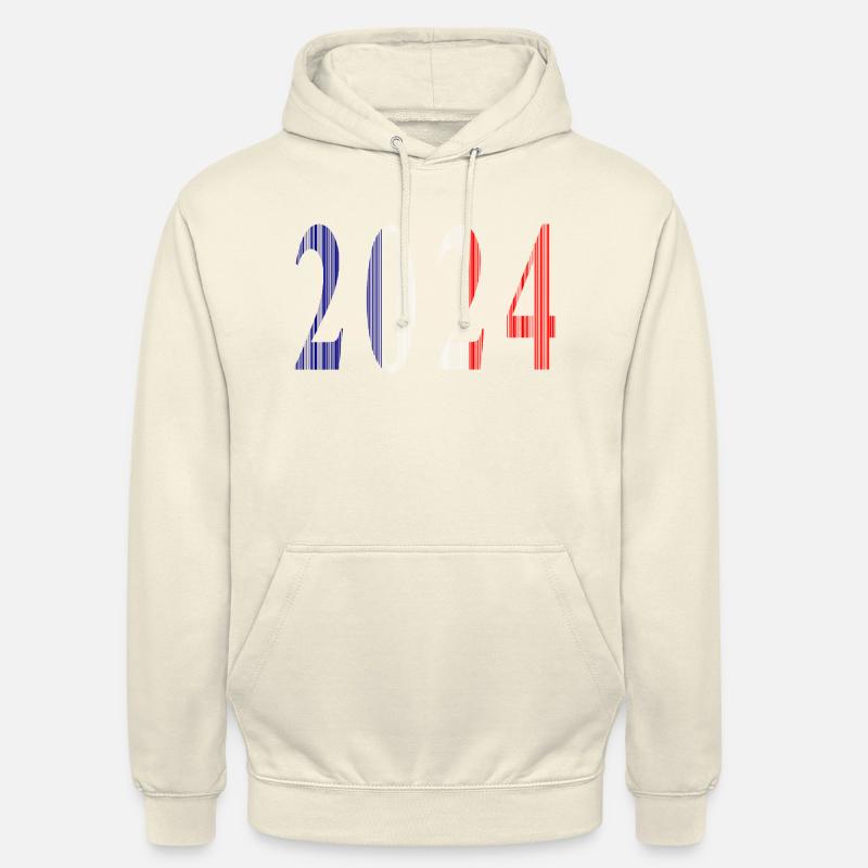 2024 Bleu Blanc Rouge - Sweat-shirt à capuche unisexe - vanille