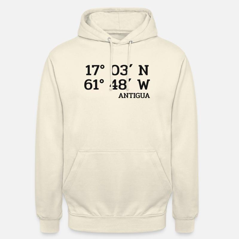 Antigua Coordinates - Coordinates - Caribbean - Unisex Hoodie - vanilla