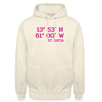 St. Lucia Coordinates - Koordinaten - West Indies - Unisex Hoodie - vanilla - Front - Alina (178cm) & Michal (187cm)