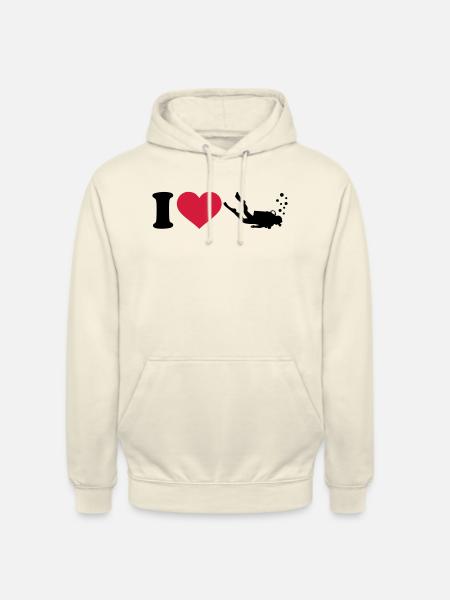 I love Diving - Unisex Hoodie - vanilla