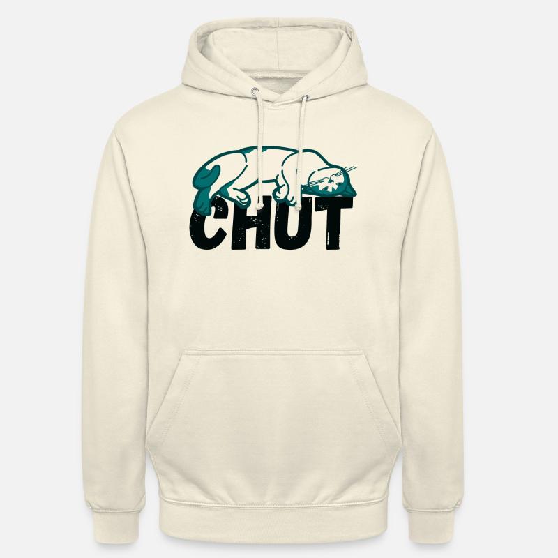 CHUT le chat dort - Sweat-shirt à capuche unisexe - vanille