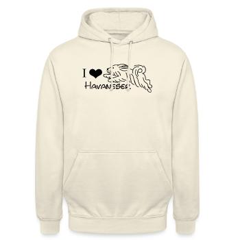 I LOVE HAVANESER - Unisex Hoodie - Vanille-Milchshake - Vorne - Alina (178cm) & Michal (187cm)