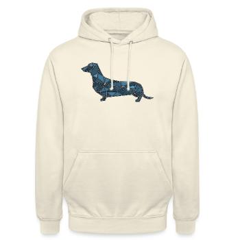 Dackel Polygon geometrisch - Unisex Hoodie - Vanille-Milchshake - Vorne - Alina (178cm) & Michal (187cm)