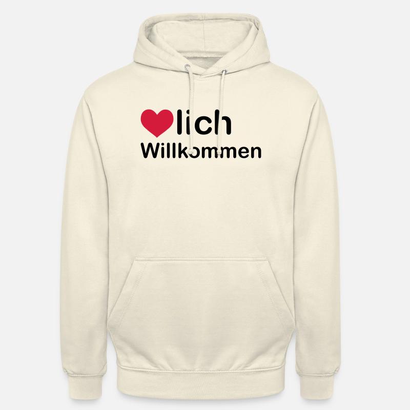 herzlich willkommen - Sweat-shirt à capuche unisexe - vanille