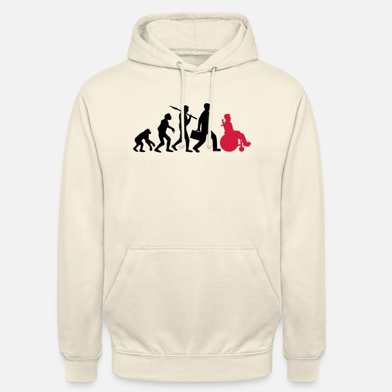 evolution wheelchair development silhouette hindrance - Unisex Hoodie - vanilla