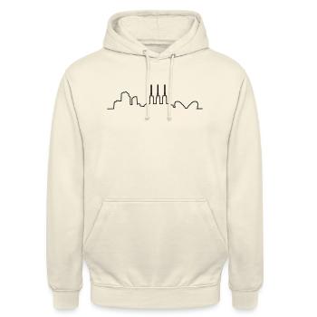 Hannover // Skyline // Silhouette // Skylineshirt - Unisex Hoodie - Vanille-Milchshake - Vorne - Alina (178cm) & Michal (187cm)
