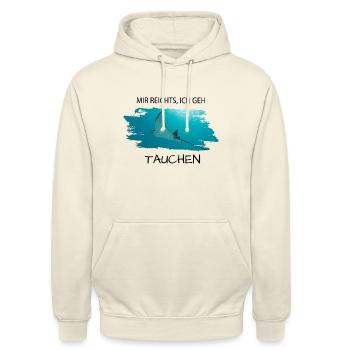 Mir reichts... ich geh tauchen! T-Shirt mit Rochen - Unisex Hoodie - Vanille-Milchshake - Vorne - Alina (178cm) & Michal (187cm)