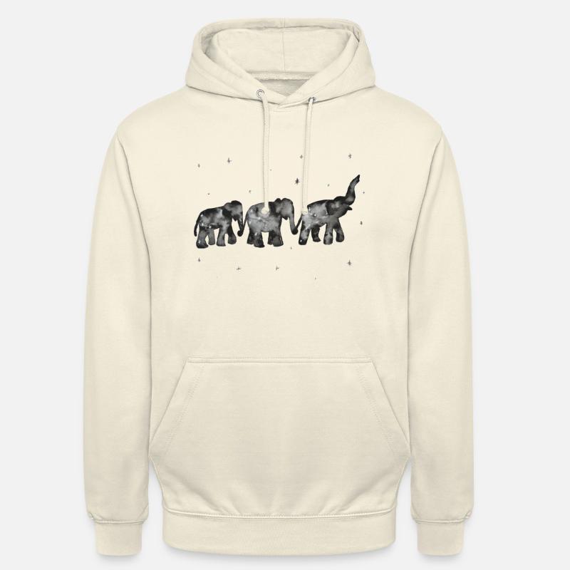 Akvarel elefanter - Luvtröja unisex - vaniljmilkshake