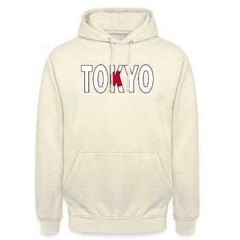 Tokyo aux couleurs nationales - Sweat-shirt à capuche unisexe - vanille - Devant - Alina (178cm) & Michal (187cm)