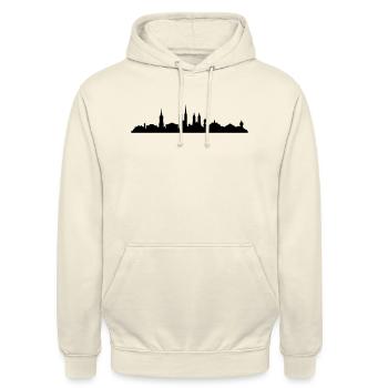 Skyline Halle / Saale - Unisex Hoodie - Vanille-Milchshake - Vorne - Alina (178cm) & Michal (187cm)