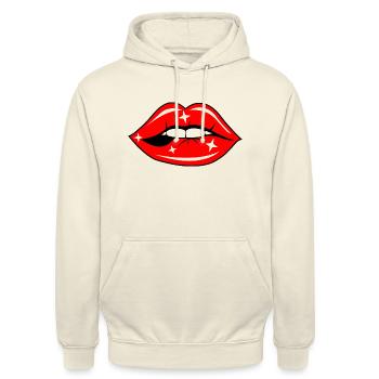 Lèvres - Sweat-shirt à capuche unisexe - vanille - Devant - Alina (178cm) & Michal (187cm)