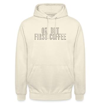 ok premier café café disant police petit déjeuner - Sweat-shirt à capuche unisexe - vanille - Devant - Alina (178cm) & Michal (187cm)