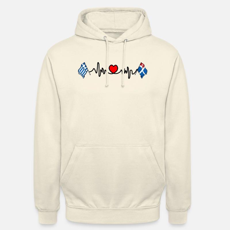 Cardio cardiaque avec drapeau de la Grèce et drapeau de la Crète - Sweat-shirt à capuche unisexe - vanille