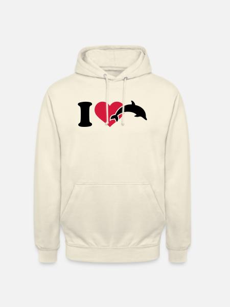 I love Dolphins - Unisex Hoodie - vanilla