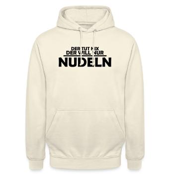 der tut nix, der will nur nudeln - Unisex Hoodie - Vanille-Milchshake - Vorne - Alina (178cm) & Michal (187cm)