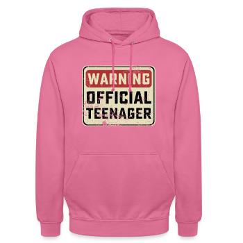 Warning Sign Official Teenager Achtung Teenie - Unisex Hoodie - Pink - Vorne - Alina (178cm) & Michal (187cm)