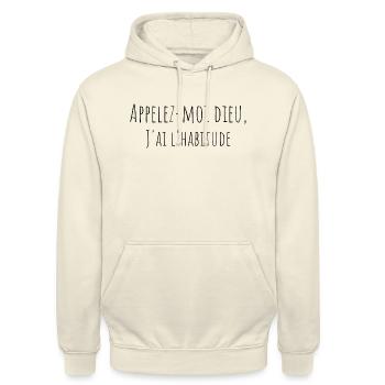 Appelez-moi dieu, j'ai l'habitude - Sweat-shirt à capuche unisexe - vanille - Devant - Alina (178cm) & Michal (187cm)